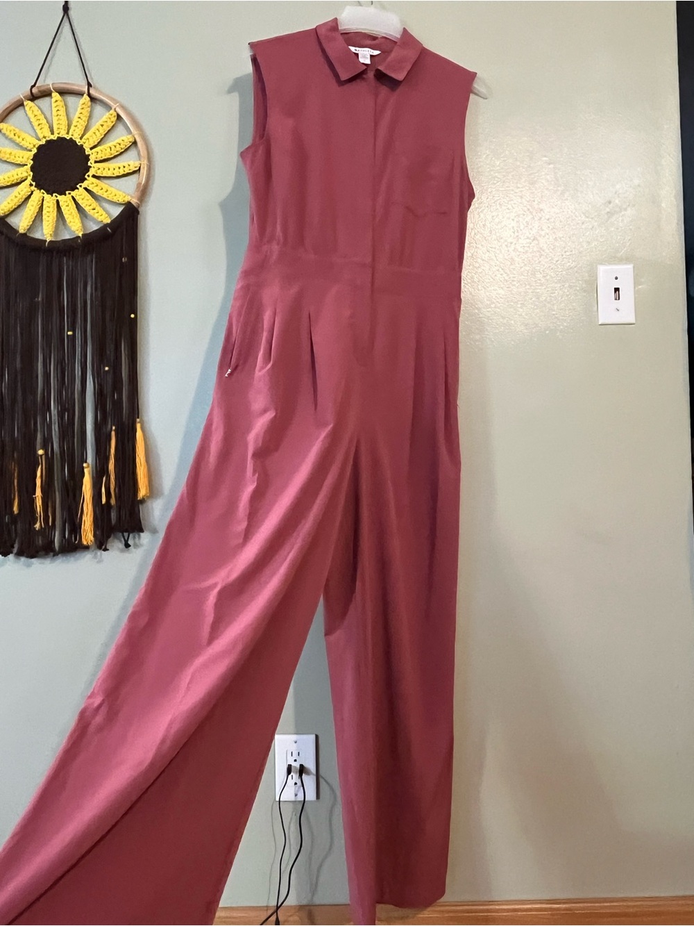 Athleta Brooklyn Sleeveless Collared Wide-Leg Jumpsuit Mauve 12